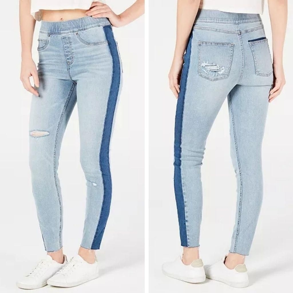 Spanx Side Stripe Skinny Distressed Jeans Size M